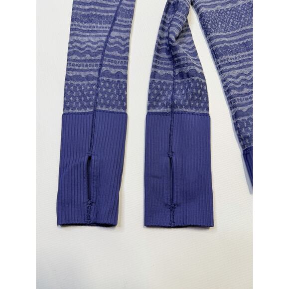 Lululemon Rest Less Hoodie Size 2 Blue Textured Long Sleeve Running Thumbholes - Picture 8 of 12